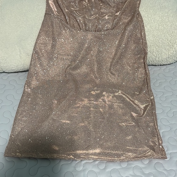 PARISIAN NUDE METALLIC BUST CUP DRESS SIZE M - Picture 3 of 8
